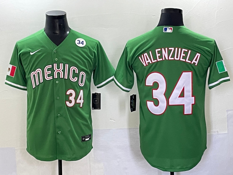 Men 2025 Los Angeles Dodgers 34 Valenzuela green Nike MLB Jersey style 4